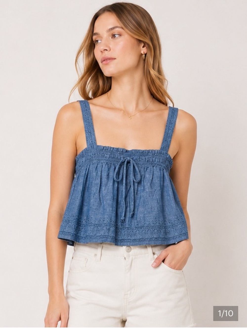 American Eagle Outfitters Chambray Tie-Front Cami
